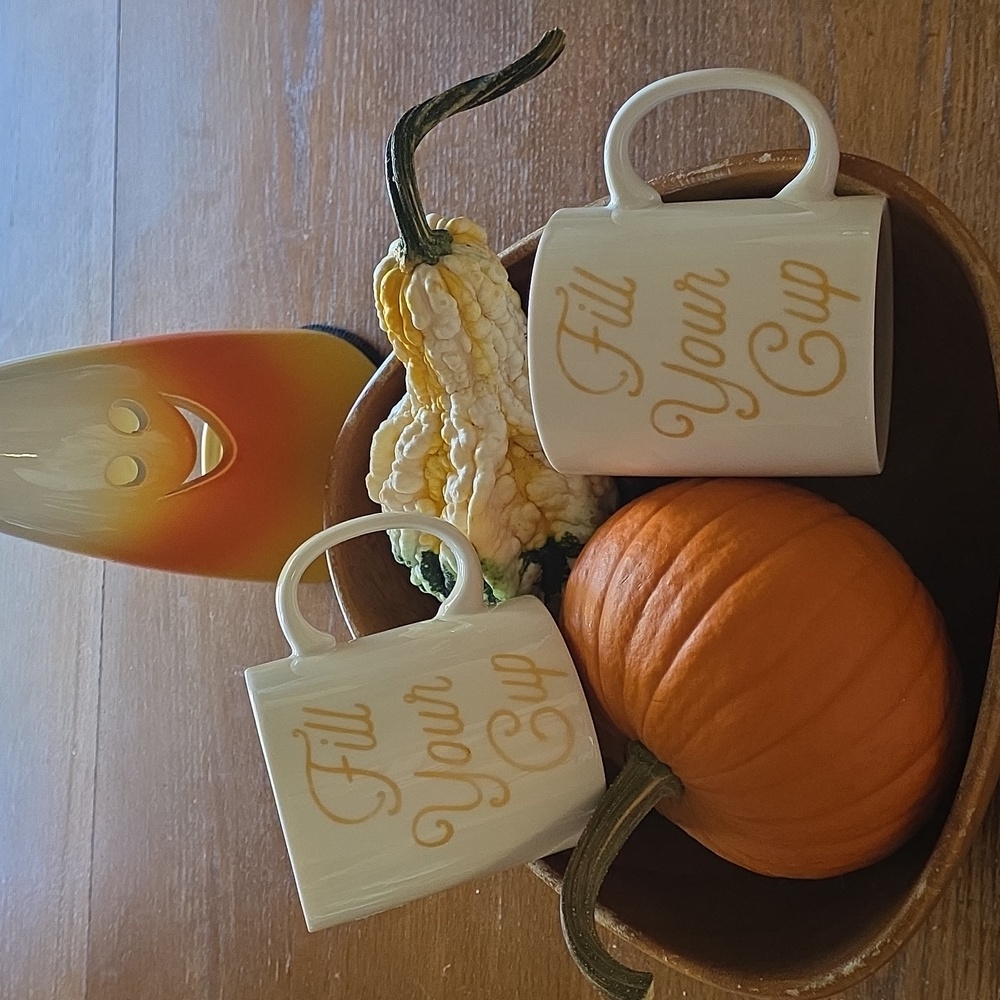 Starbucks White and Gold 'Fill Your Cup' Mugs (Set Of 2 )
